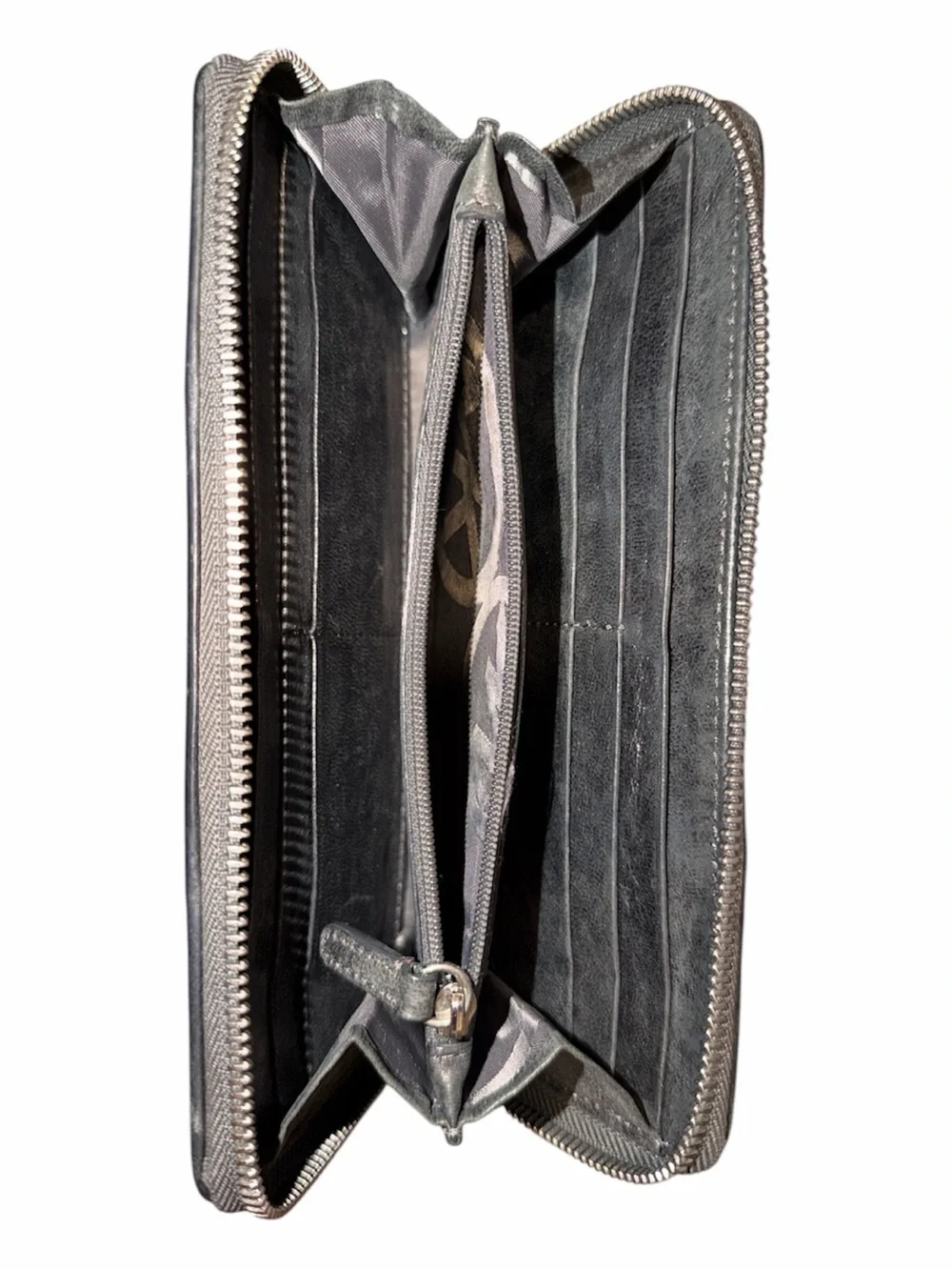 Michael Kors Rouched metallic pewter Leather Zip Wallet